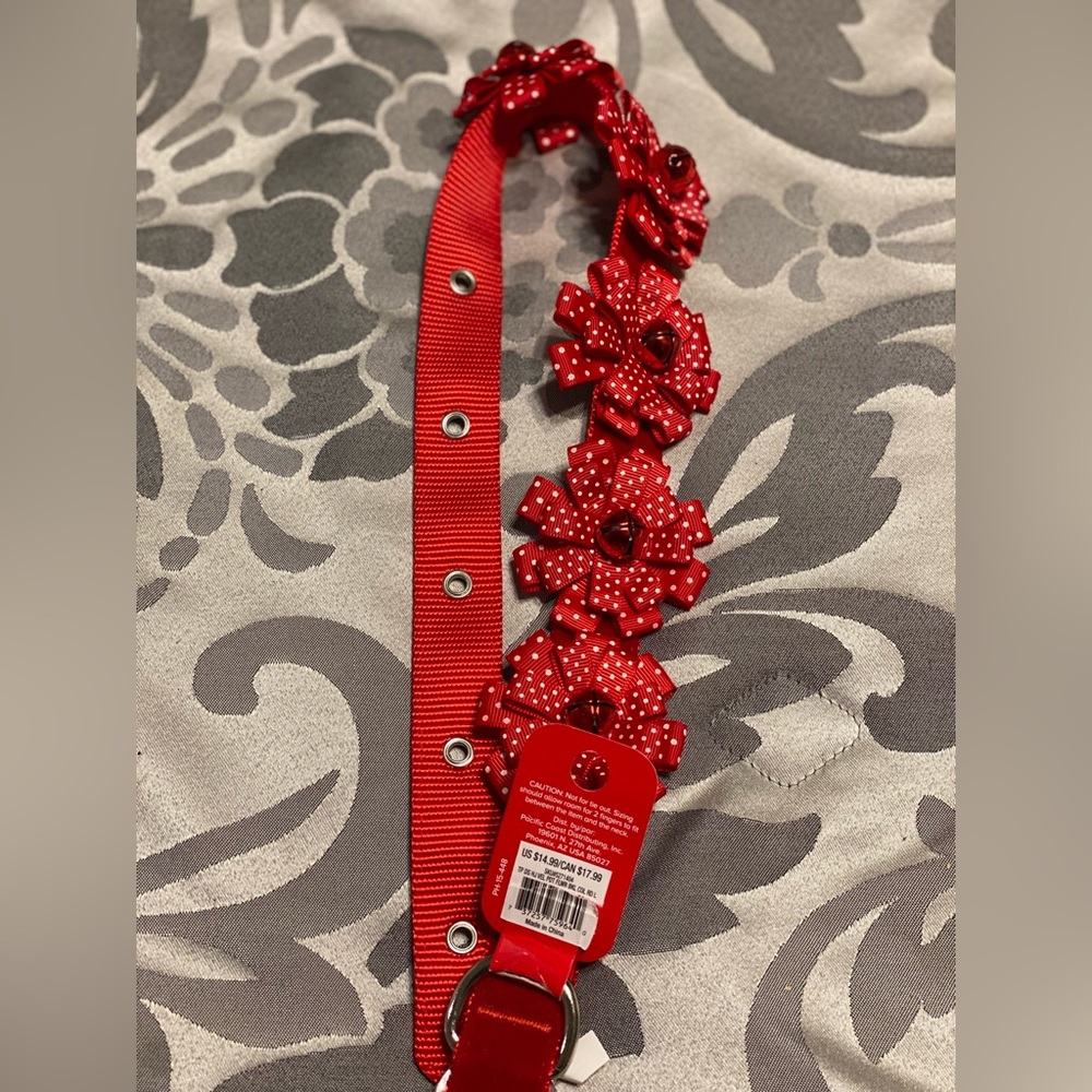 New Pet Holiday Collection Red Festive Collar Sz Lg